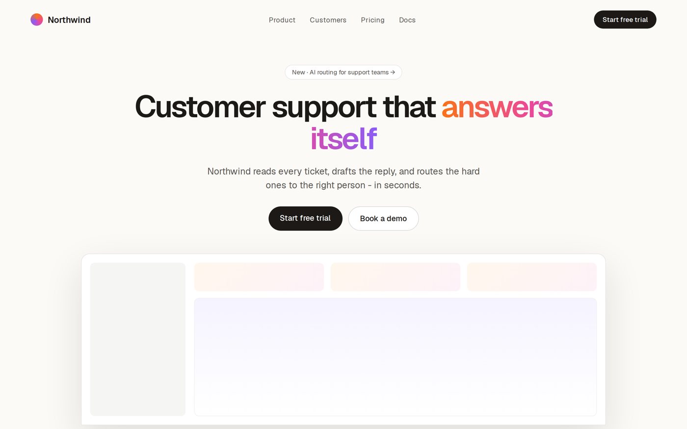 Landing page on a Studio Display: the flat original