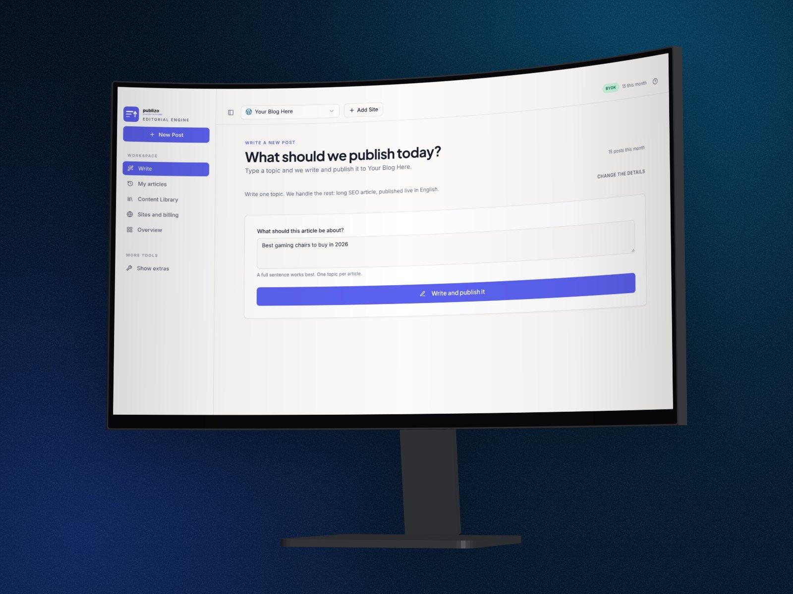 A web app on a curved ultrawide monitor that bends the screenshot with it