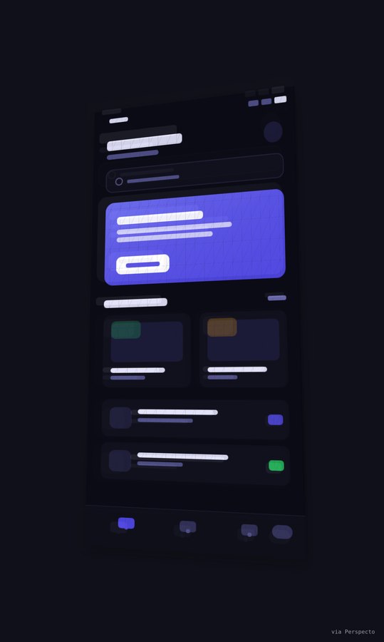 Mobile app screen turned into a 3D mockup with Perspecto, Hero angle