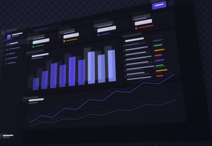 Flat analytics dashboard screenshot before 3D transformation